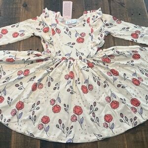 Dot Dot Smile size 3/4 girls rose Ruffle twirl dress new